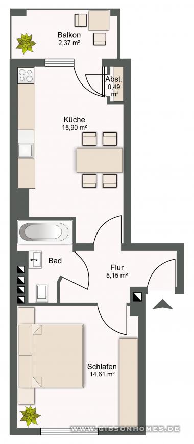 Grundriss 4. OG li WE 6 - Level Floor in 40219 Dsseldorf Unterbilk-6li