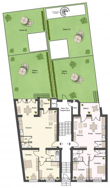Grundriss HP mit Garten - Garden-Apartment in 40233 Dsseldorf Flingern WE03li.