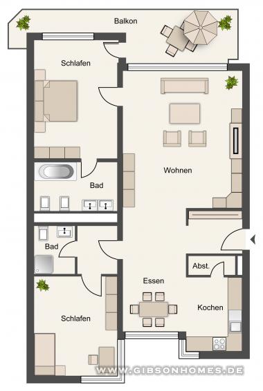 Grundriss - One-level-apartment in 40470 Dsseldorf Mrsenbroich