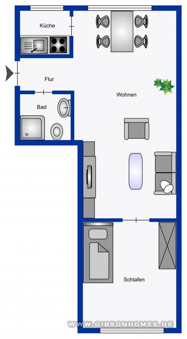 Grundriss - One Level Apartment in 40225 Dsseldorf Bilk WE25