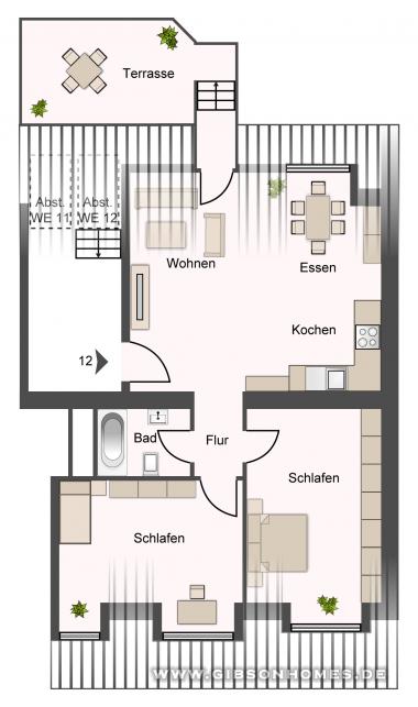 Grundriss - Dachgeschoss in 40233 Dsseldorf Flingern WE 12
