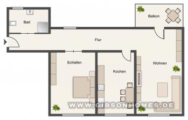 Grundriss - Wohnung in 40233 Dsseldorf Flingern