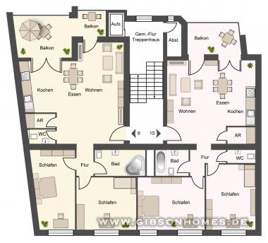 Grundriss links - One Level Apartment in 40233 Dsseldorf Flingern WE 09