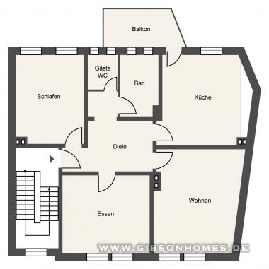 Grundriss - One-Level-Apartment in 40549 Dsseldorf Heerdt