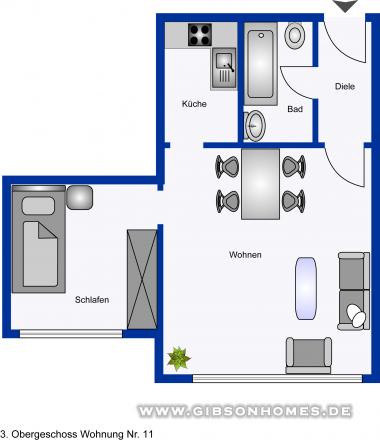 Grundriss - Apartment in 40225 Dsseldorf Bilk WE11