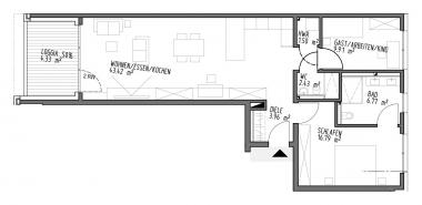 Grundriss 3-Zimmer-Wohnung - One-Level-Apartment in 51465 Bergisch Gladbach Stadtmitte