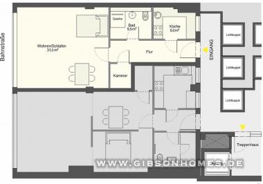 Grundriss -53qm-1-Zi. - One-Level-Apartment in 40210 Dsseldorf Innenstadt-2LR